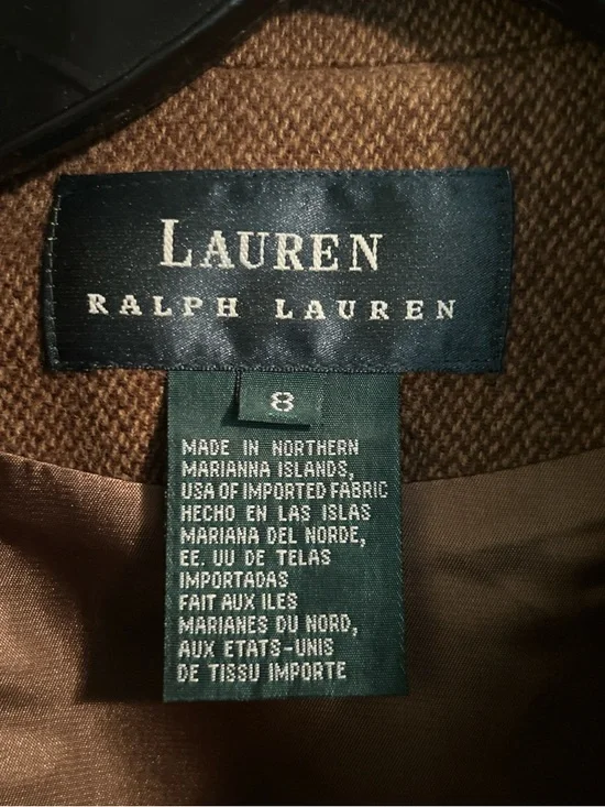 Ralph Lauren Tan-Brown Zip Front Wool Blazer Jacket - Picture 3 of 8